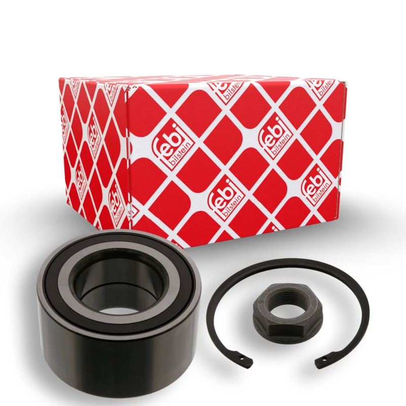 Image of FEBI BILSTEIN 40702 Wheel bearing kit with axle nut, Front Axle Right, with retaining ring Wheel Bearing Kit (654)