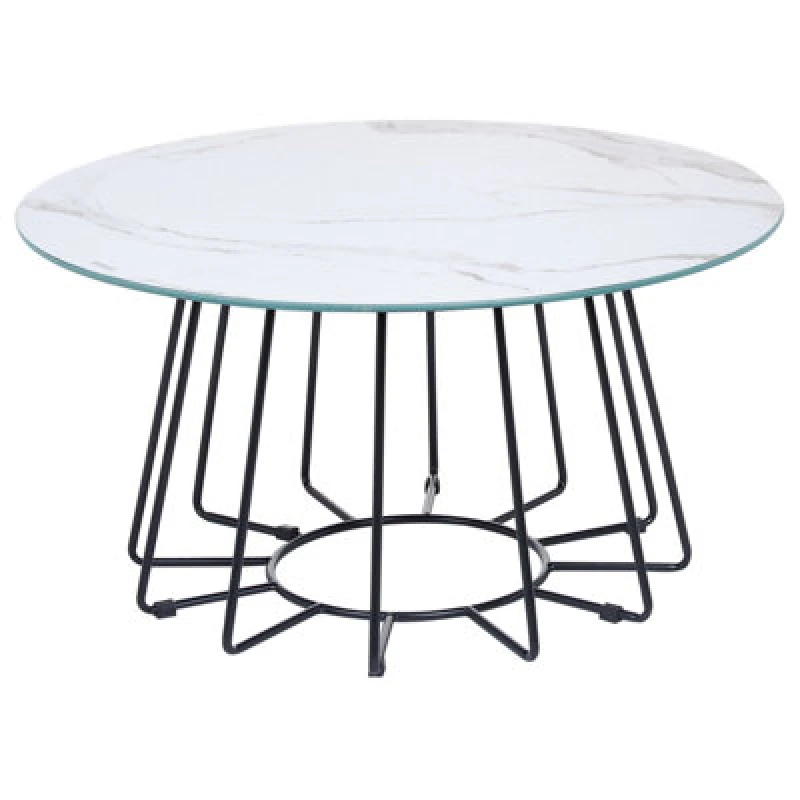 Image of Beliani Coffee Table Bernie Tempered Glass White Marble
