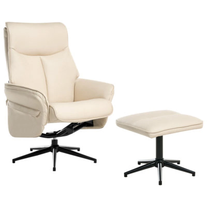 Image of Beliani Recliner Chair Erato Faux Leather Light Beige