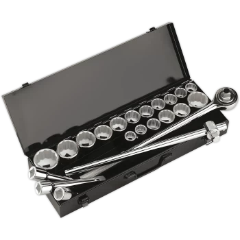 Image of Sealey 22 Piece 3/4" Drive Bi Hexagon WallDrive Socket Set Metric and Imperial 3/4"