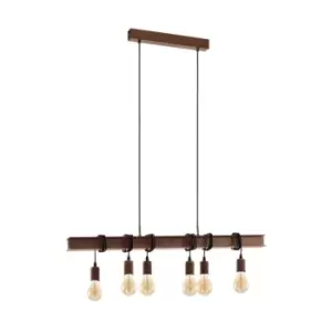 image of Netlighting Townshend 6 Lamp Straight Bar Pendant Ceiling Light Antique-Brown