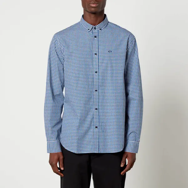 Image of Armani Exchange Checked Cotton Shirt - XL Blue Shirts male 6RZC12ZNYTZ-51AJ XL