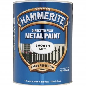 Image of Hammerite Smooth Finish Metal Paint White 5000ml