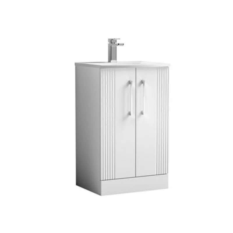 Image of Balterley 2 Door Floor Standing Vanity Unit Curved Ceramic Basin White 500mm White