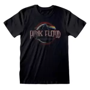 Image of Pink Floyd Unisex Adult Dark Side Of The Moon Circle T-Shirt (L) (Black)