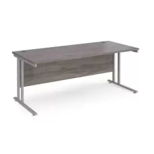 image of Maestro 25 straight desk 1800mm x 800mm - silver cantilever leg frame and grey oak top