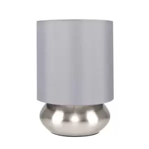 image of Pair of Silver Table Lamps Touch On/Off Dimmable