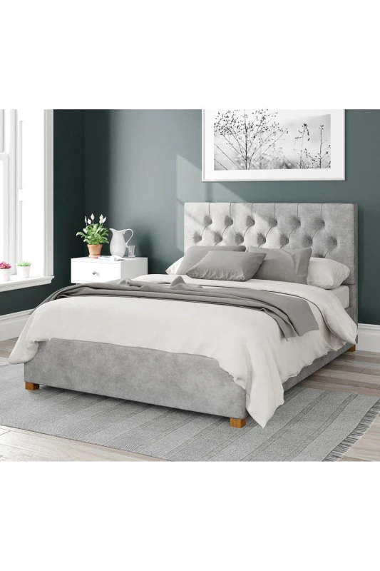 Image of Aspire Aspire Olivier Upholstered Ottoman Storage Bed, Kimiyo Linen Fabric in Silver Size: Single Silver Single Unisex 5057632168597