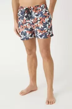 Image of Mens Navy Floral Print Swim Short