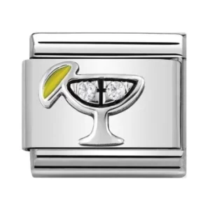 Image of Nomination CLASSIC Silvershine Symbols Cocktail With White Cubic...