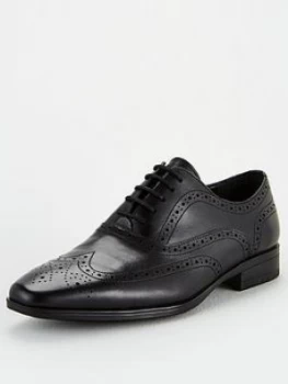 OFFICE Macro Lace Up Brogue Shoes - Black Leather, Size 11, Men