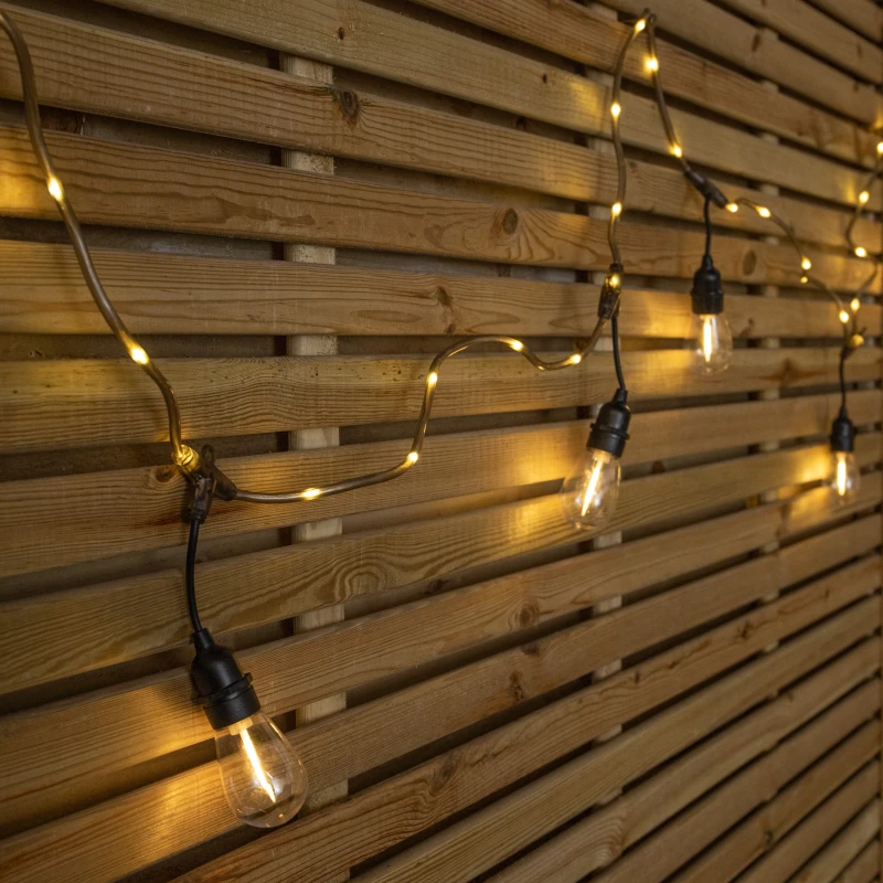 Image of 9.5m Set of 20 Connectable Festoon Drop Lights with LED Cable in Warm White