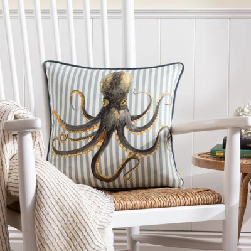 Image of Evans Lichfield Evans Lichfield Salcombe Octopus Piped Polyester Filled Cushion Multi