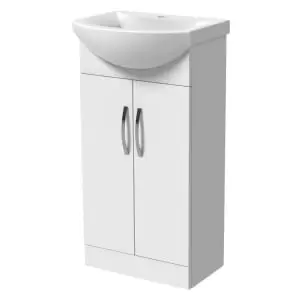 image of Wickes White Gloss Compact Vanity Unit & Basin - 880 X 450mm