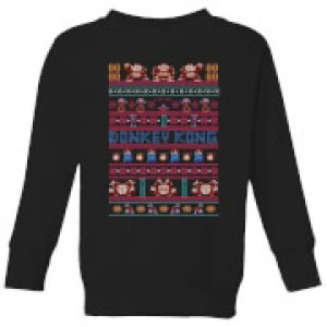 Image of Nintendo Donkey Kong Retro Black Kid's Christmas Sweatshirt - Black - 11-12 Years