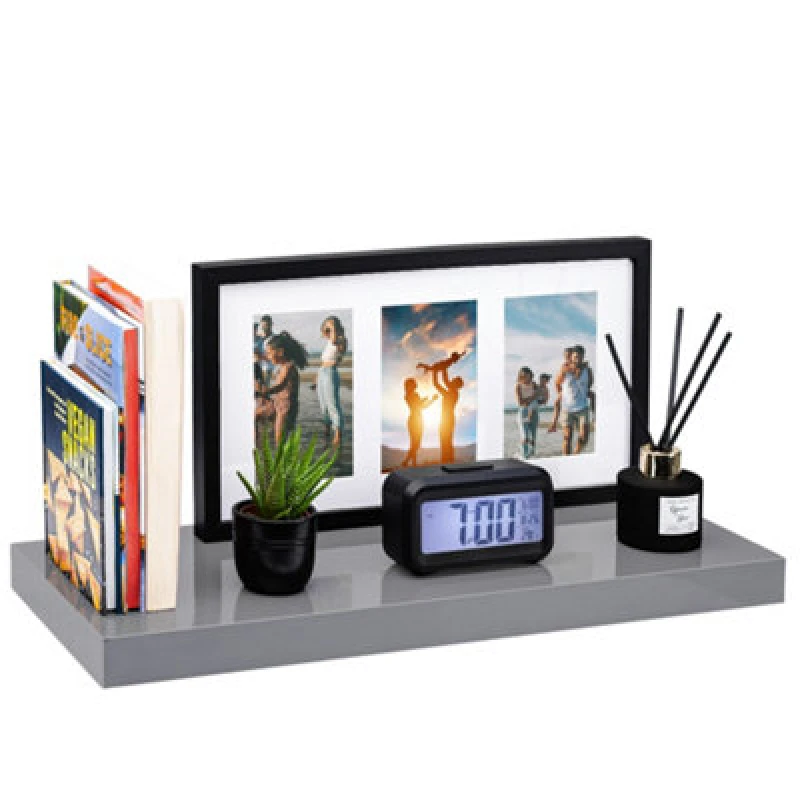 Image of Innoteck 60Cm High Gloss Grey Floating Wall Shelf