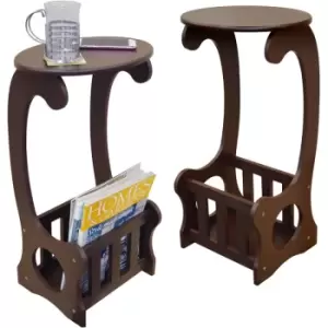 Image of Watsons - scroll - 2 pack - Side / End / Bedside Table with Magazine / Book Storage Rack - Dark - Dark
