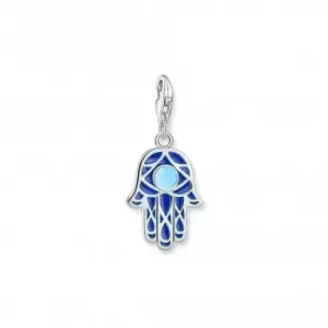 image of Charmista Blue Cold Enamel Hand Of Fatima Charm Pendant 2020-007-1