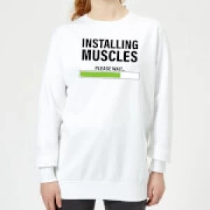 Image of Installing Muscles Womens Sweatshirt - White - 3XL
