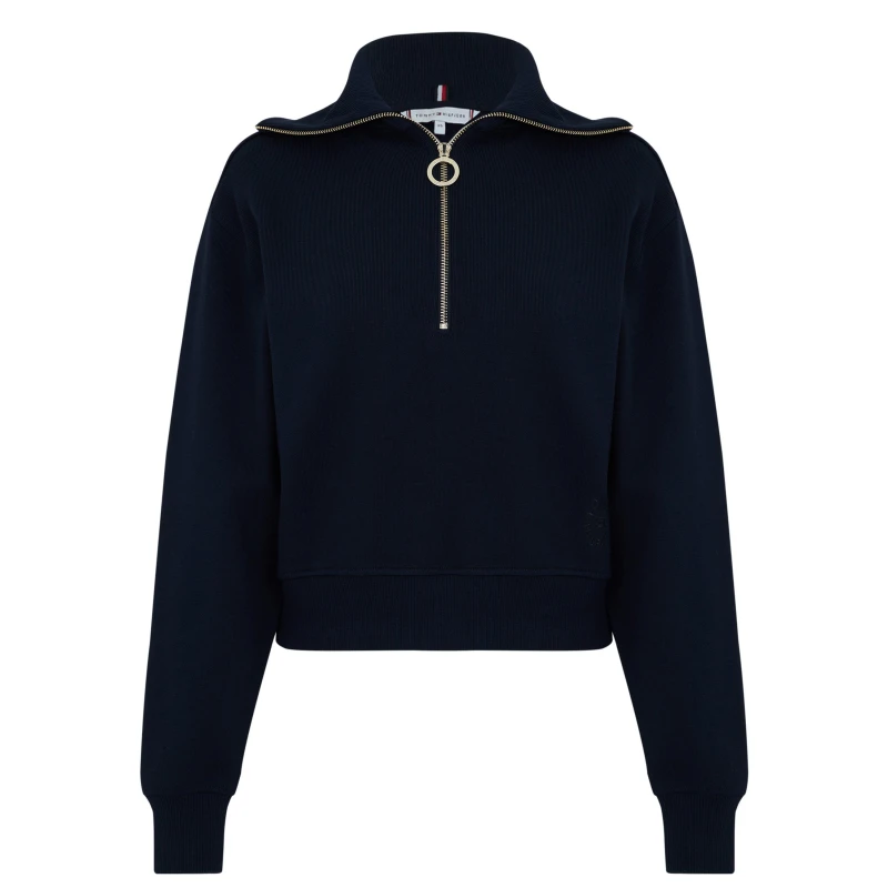 Image of Tommy Hilfiger Zip Collar Sweatshirt - Blue Blue 6