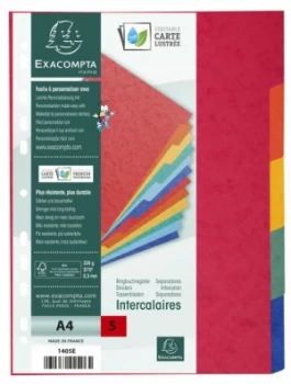 Image of Exacompta Dividers A4 225g 5 Part Plain