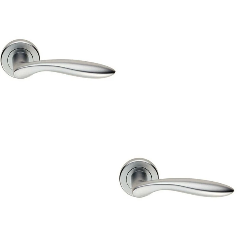 Image of Loops 2x PAIR Smooth Ergonomic Handle on Round Rose Concealed Fix Satin Chrome Multi