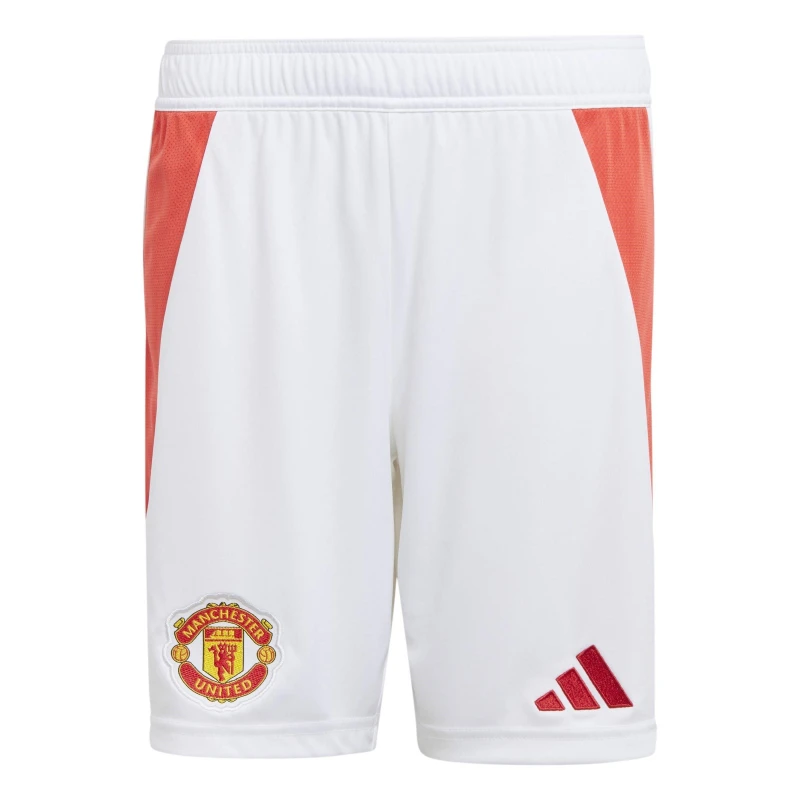 Image of adidas Manchester United Home Shorts 2024 2025 Juniors Domestic Replica Shorts 7-8 Years White 36247301175