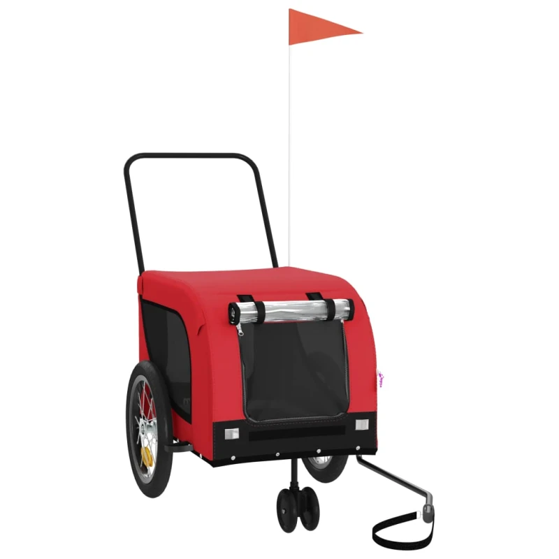 Image of vidaXL Pet Bike Trailer Red and Black Oxford Fabric and Iron, Red 94020