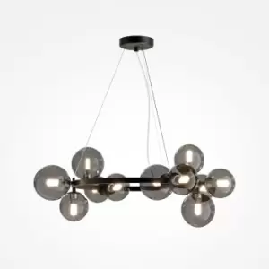 image of Maytoni Dallas Modern 1 Globe Pendant Ceiling Light Black, Smoky Shade, G9