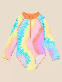 Accessorize Girls Long Sleeve Tie Dye Swimsuit - Multi, Size Age: 7-8 Years, Women - main image