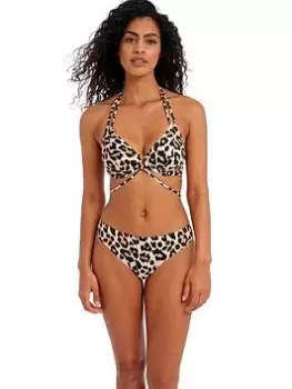 Image of Freya Animal Instinct Underwired Halter Bikini Top, Multi, Size 34Dd, Women