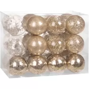 Image of Christmas Tree Baubles 24 Pieces Transparent Filling Shatterproof Decoration Ornaments Break-proof Xmas 7cm Champagne (de) - Casaria