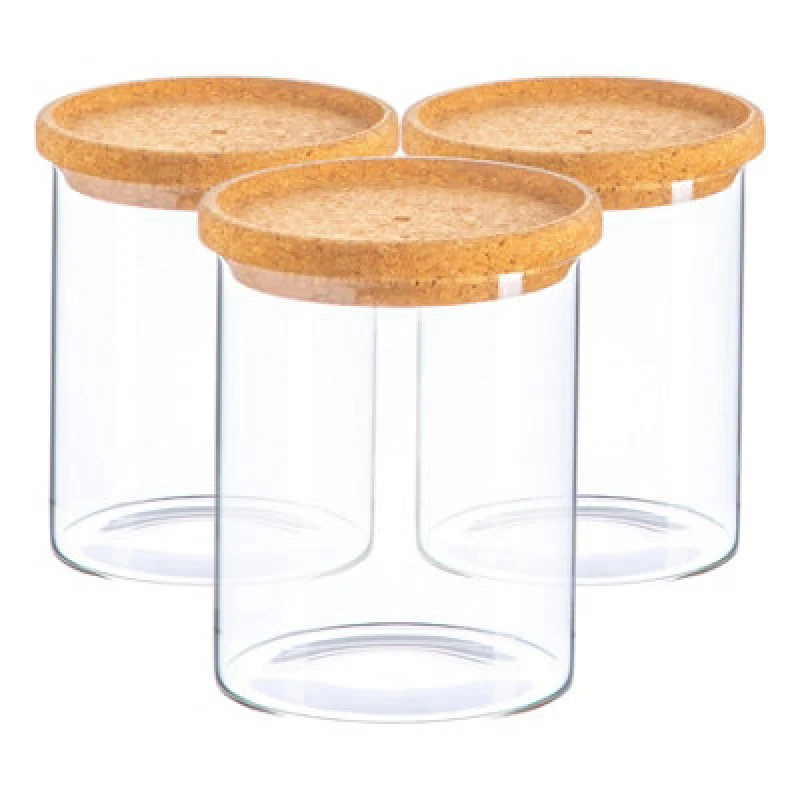 Image of Argon Tableware Scandi Storage Jar with Cork Lids 750ml Pack of 3 Clear