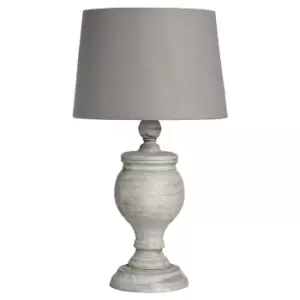 Image of Grey Washed Wood Table Lamp with Grey Shade