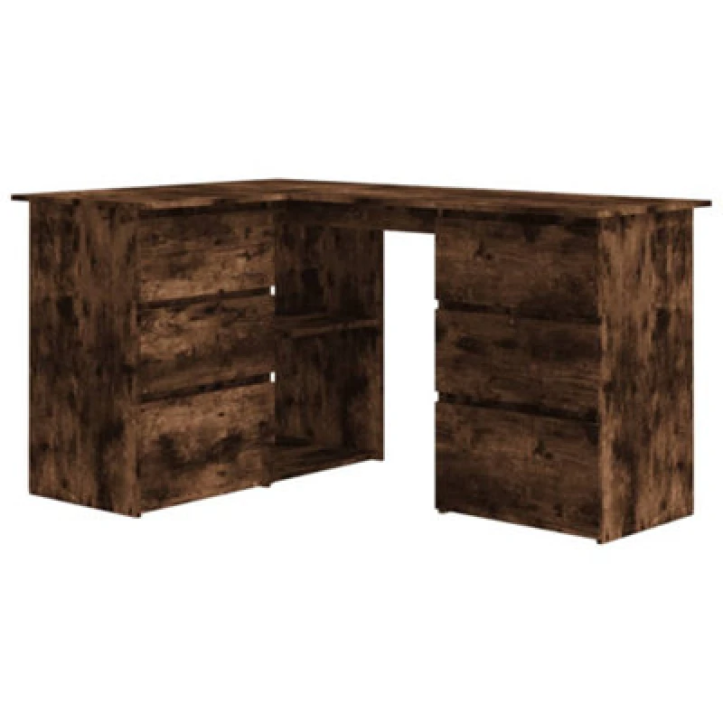 Image of Vidaxl Corner Desk Smoked Oak 145X100X76cm Engineered Wood, Brown 815441