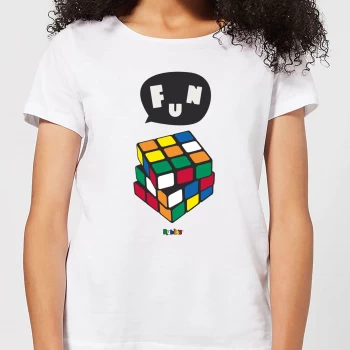 image of Solving Rubik's Cube Fun Womens T-Shirt - White - L