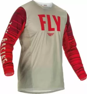 Image of Fly Racing Kinetic Wave Motocross Jersey, grey-red, Size XL, grey-red, Size XL