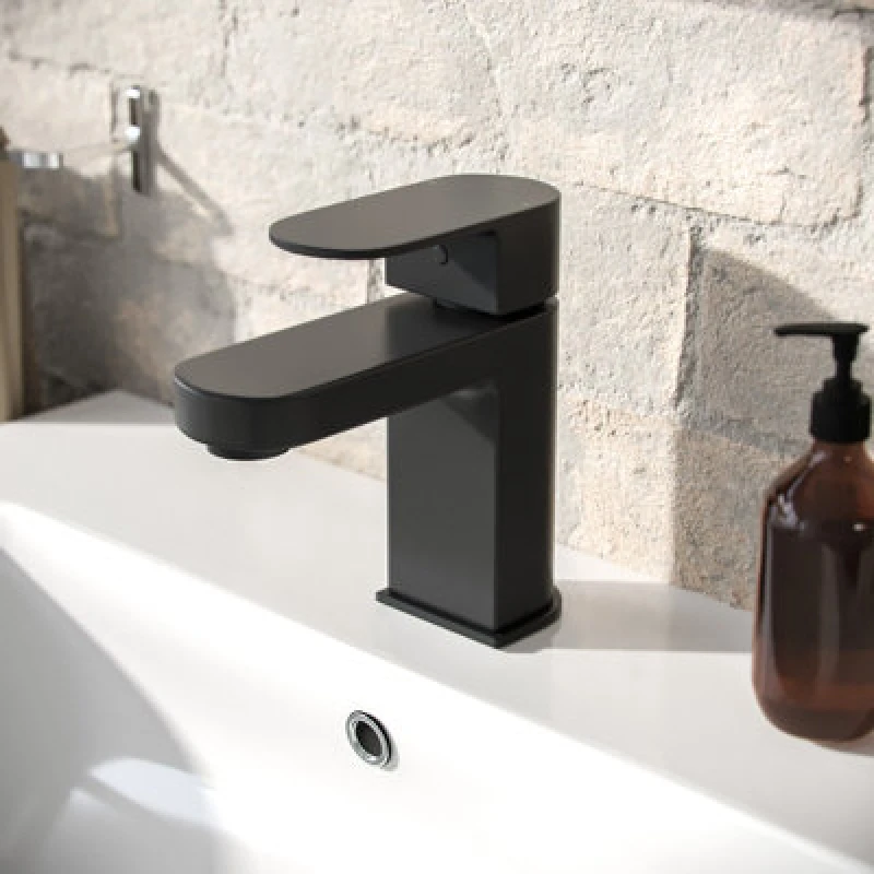 Image of Nes Home Cloakroom Mono Basin Sink Mixer Tap Matte Black Brass Faucet Black