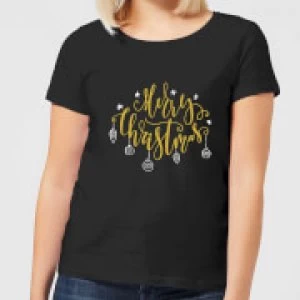 Image of Merry Christmas Womens T-Shirt - Black - 3XL - Black