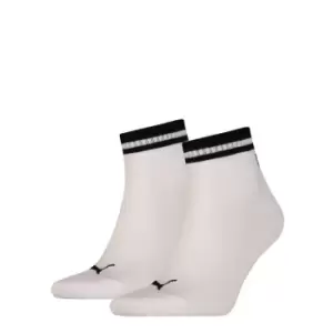 Image of Puma 2 Pack of Heritage Quarter Socks - White