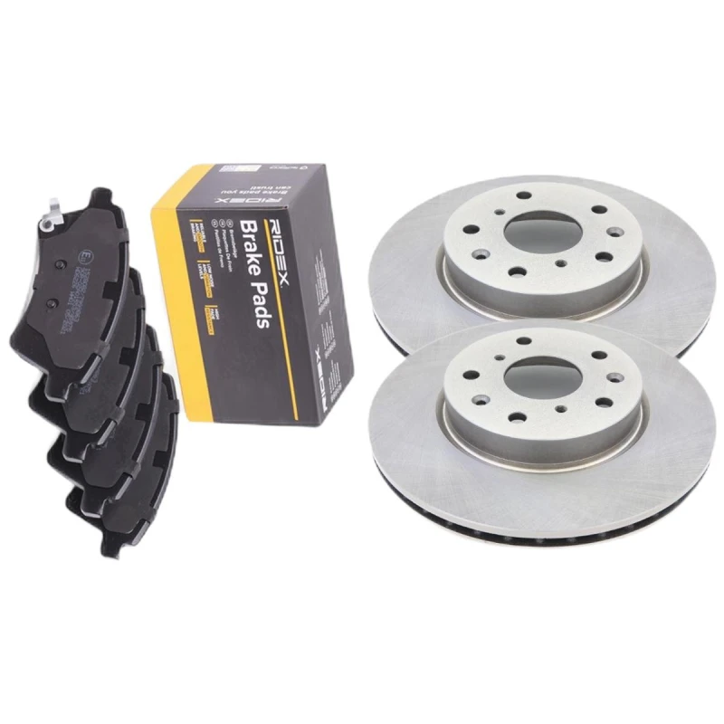 Image of RIDEX 3405B2515 Brake disc and pads set Front Axle, Brake Disc Type: internally vented, with acoustic wear warning Brake Set,disc brakes (3405)