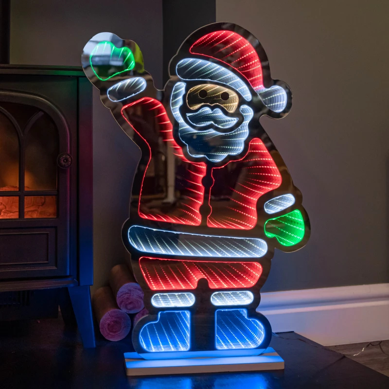 Image of 60cm Light up Waving Santa Christmas Infinity Decoration with Multi-Coloured LEDs