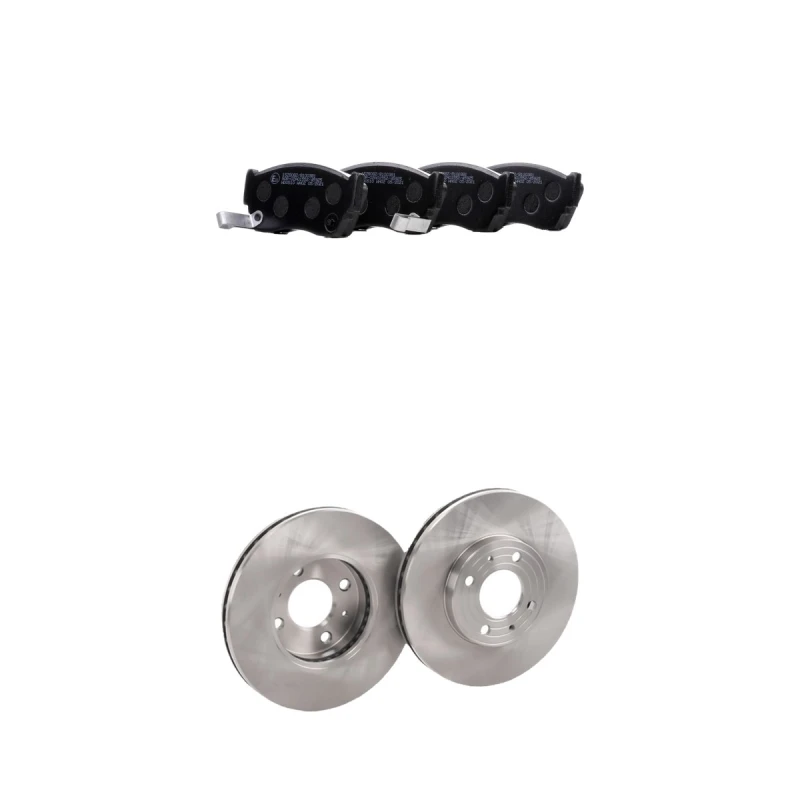 Image of RIDEX 3405B3027 Brake disc and pads set Front Axle, Brake Disc Type: internally vented, with acoustic wear warning Brake Set,disc brakes (3405)