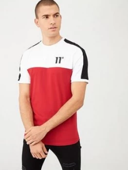 Image of 11 Degrees Panel Block T-Shirt - Red/Black/White