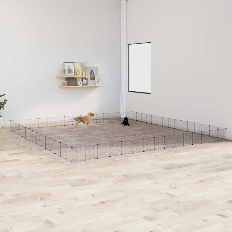 Image of VIDAXL 60-Panel Pet Cage with Door Black 35x35cm Steel Vidaxl 8720287190639