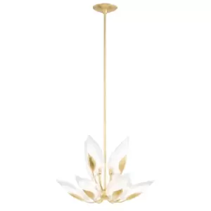 Hudson Valley Lighting Blossom Chandelier in Soft Off White & Gold Leaf / 20 Light