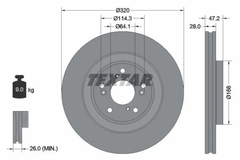 Image of Brake disc TEXTAR 92306203