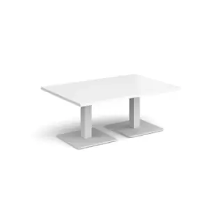 Image of Brescia rectangular coffee table with flat square white bases 1200mm x 800mm - white