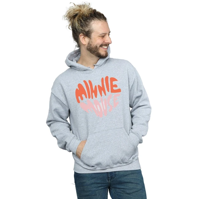 Image of Disney Men Minnie Mouse Heart Shaped Hoodie in Grey Size: large Grey L Male 5059114422609