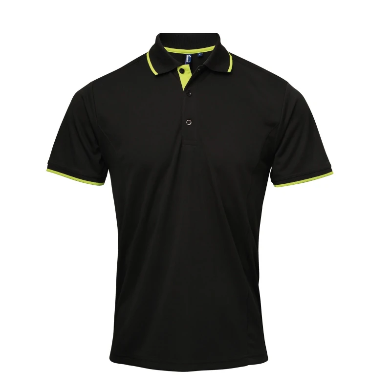Image of Premier Premier Men Contrast Coolchecker Polo Shirt in Black Size: Small Black S Male 5057520100517